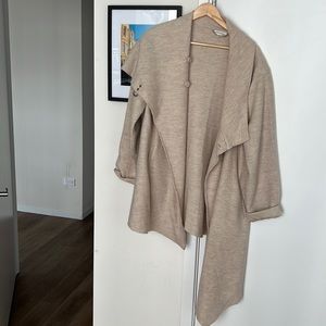 Garnet Hill beige asymmetrical jacket, size 14